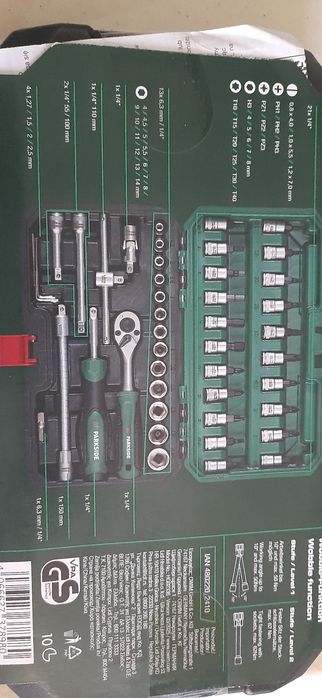 trusa cu clichet biti si tubulare parkside