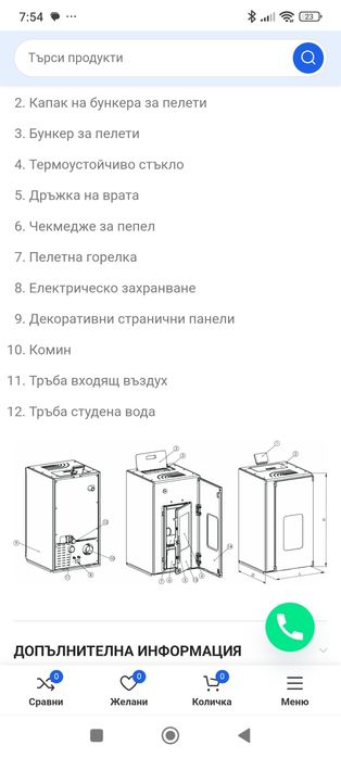 Пелетна камина BURNIT 13kw +4бр.чисто нови радиатори и лира!!