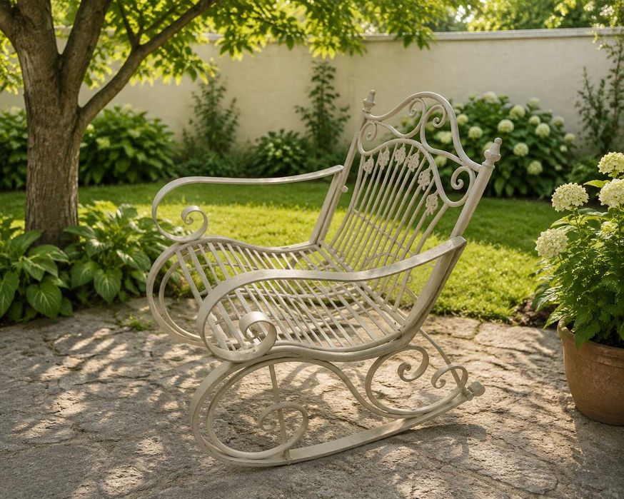 set masa si scaune de gradina, 2 scaune si o masa, fier forjat, verde