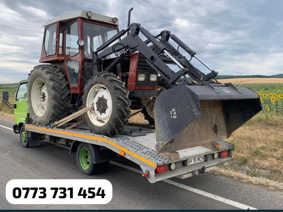 Tractari auto transport utilaje platforma Șlep trailer depanare 5.5 To