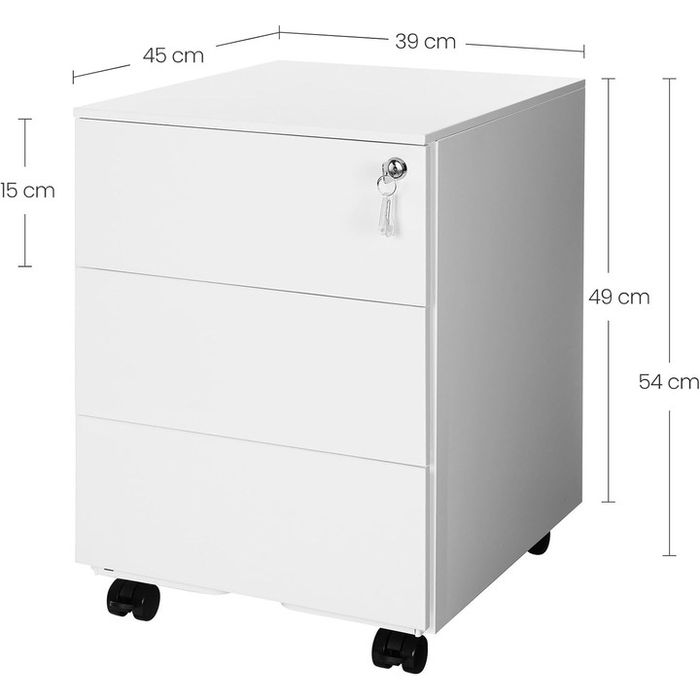Мобилен шкаф SONGMICS rollbox за офиси, 3 чекмеджета за документи
