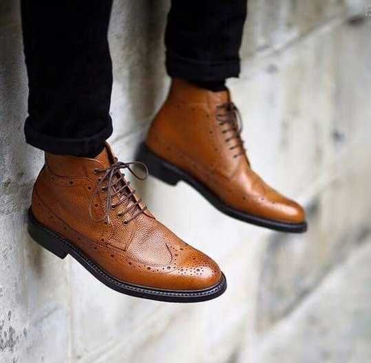 Ghete lace up brogue 45 de lux BOCAGE NOI piele naturala moale