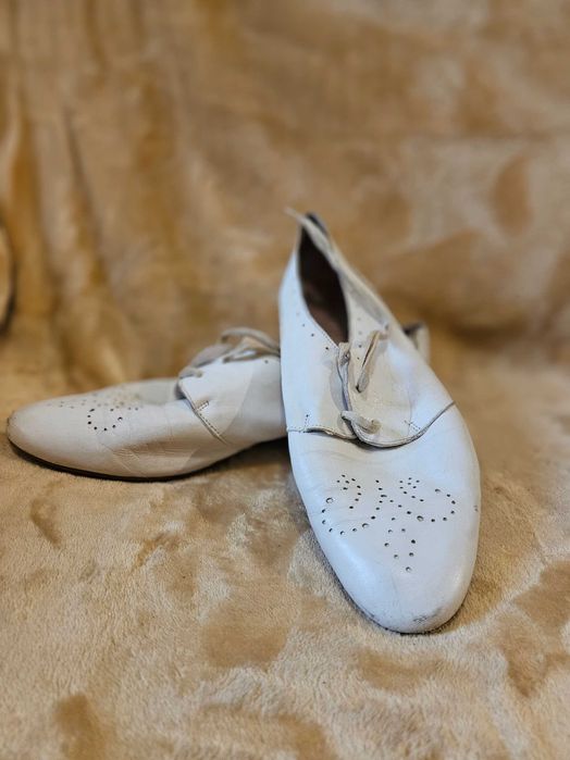 Balerini pantofi dama eleganti piele moale perforata Taupage 38