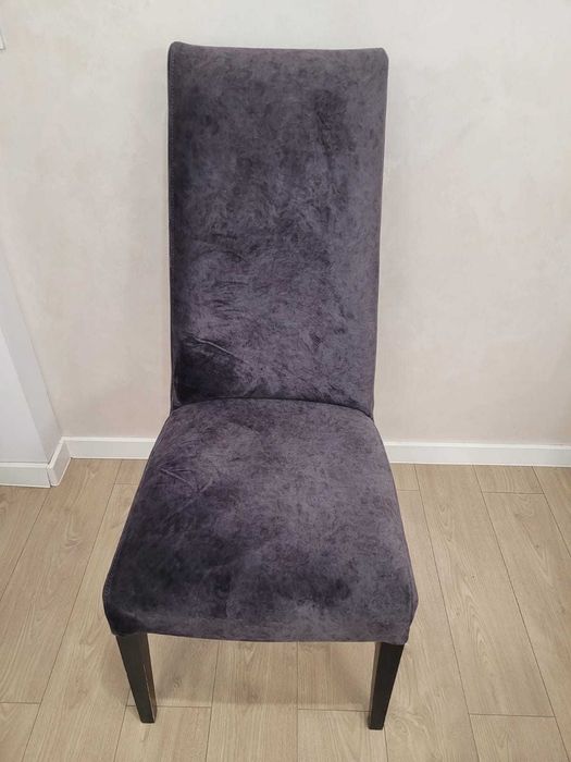 4 x новотапицирани столове за хранене с висока облегалка от сив кадифе