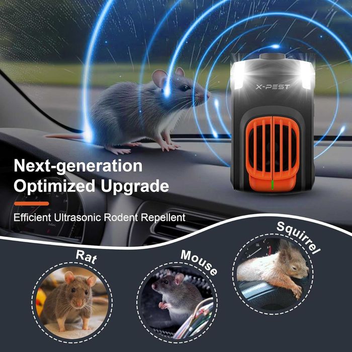 Ултразвуков уред против гризачи за кола (Под капака) - 12V и USB