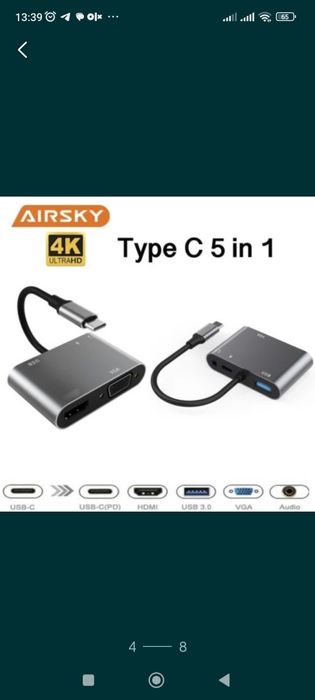 Скидка! Доставка! Type c hub hdmi ,lan,usb ,card reader