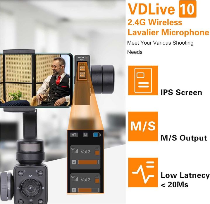 Microfon dual tip lavaliera USB C,CoMica VD life 10,2,4G,negru,sigilat