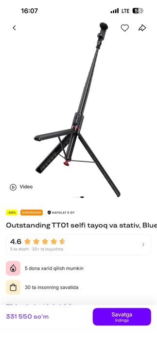 Selfi tayoq va shitativ TT01