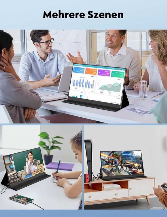 HONGO 15.6" преносим монитор 1080P FHD IPS черен