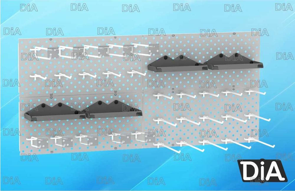 Teshilgan panel, перфопанель, do'konda ilgaklar uchun panel