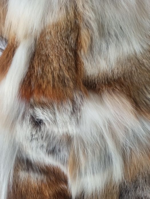 Палто естествен косъм - червена лисица S