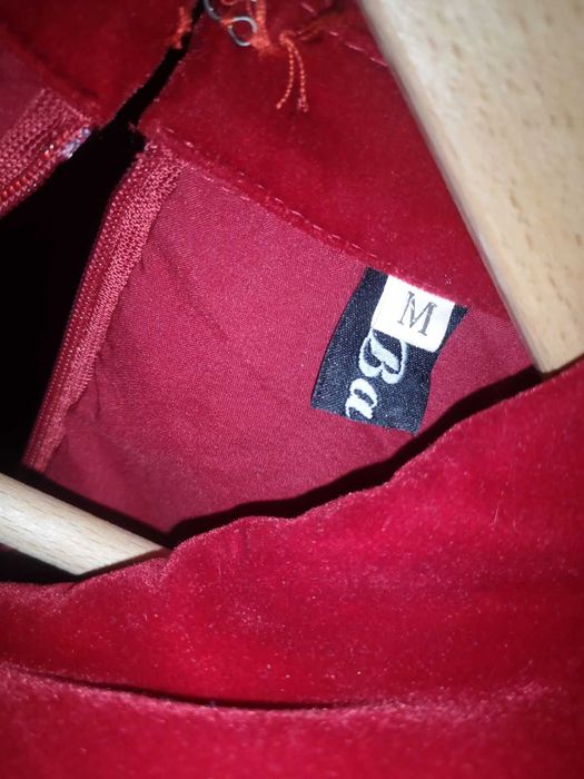 Официална Къса Червена Рокля S | Шифон, Велур