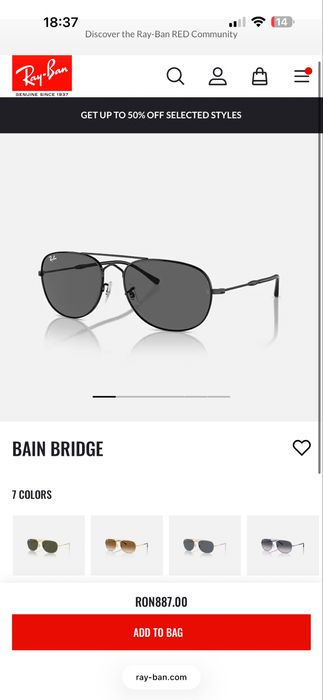 Ochelari soare RayBan Bain Bridge RB3735