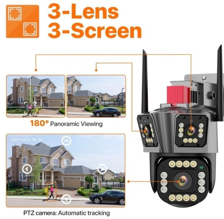 Camera supraveghere tripla  V380 6K 12MP WIFI PTZ night vision