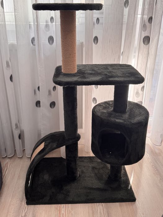 Ansamblu de joacă pentru pisici cu căsuță și sisal – nou – 95 cm