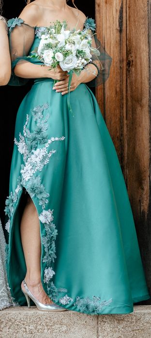 Rochie superbă smarald, ideală pentru nașă sau ocazii speciale