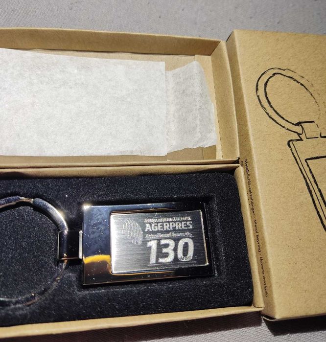 Breloc de chei Agerpres argintiu nou in cutie