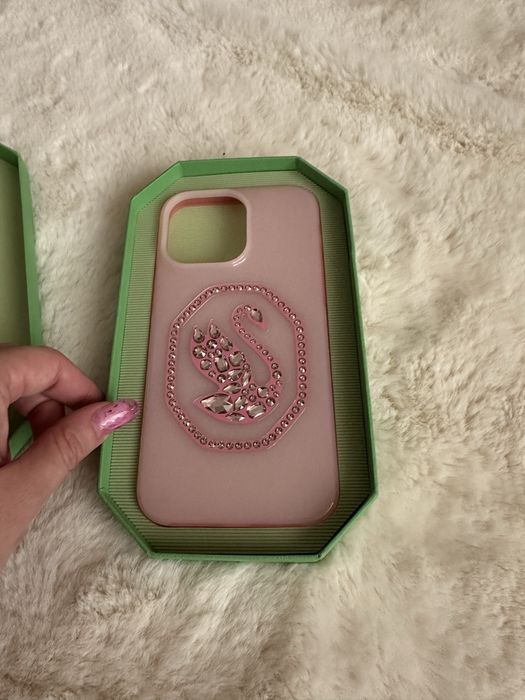 Swarovski Husa cristale lebada roz