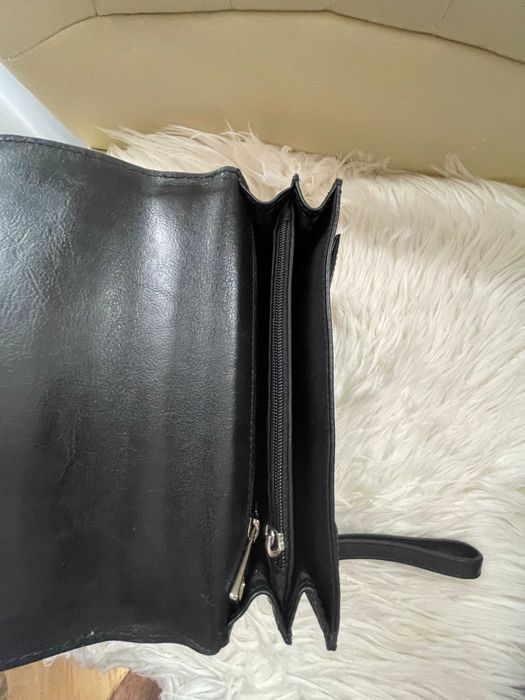 Borseta de mana Office Piele Neagra Veritabila ( Noua ) 20 cm x 16 cm