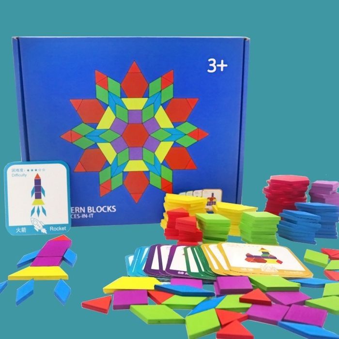 Детски Дървен пъзел с геометрични фигури