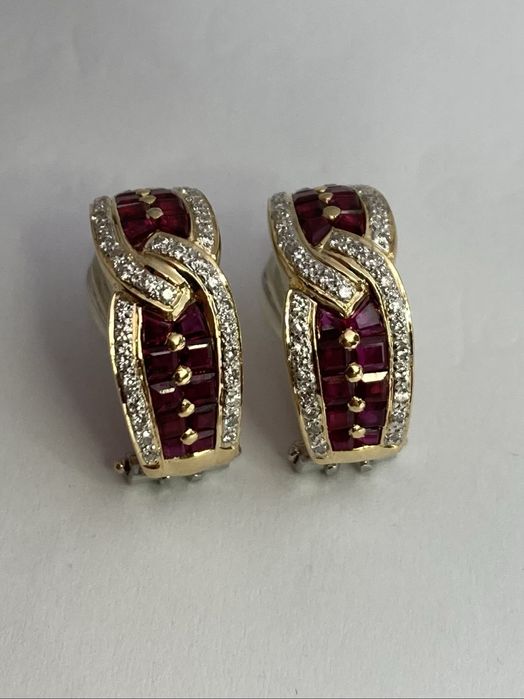 Cercei aur 18kt.cu rubine si diamante