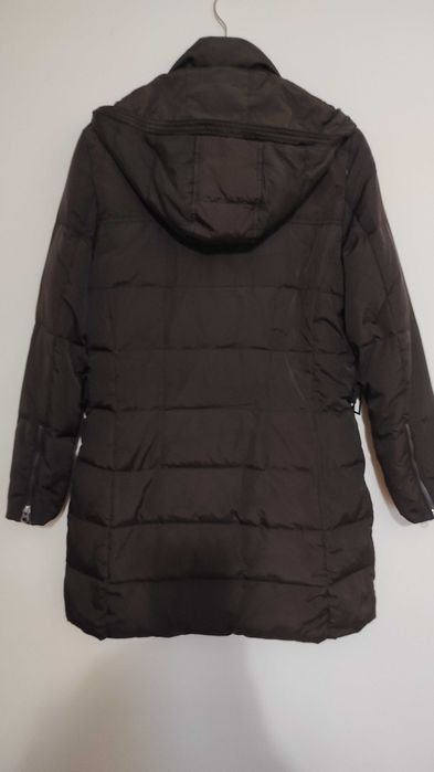 Дамско кафяво яке с естествен пух размер L