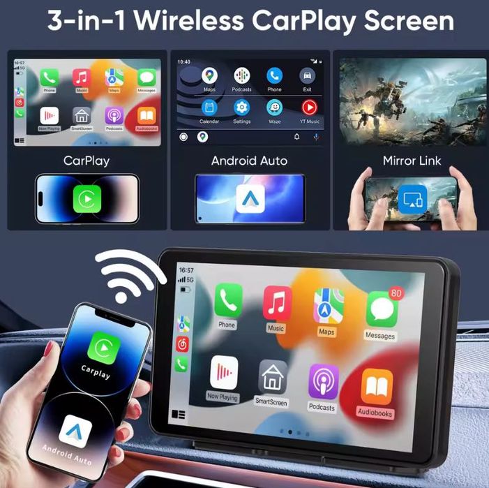 Navigație auto portabilă CarPlay și Android Auto, ecran 10.26”