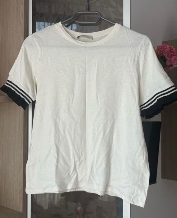 Tricou Zara alb cu mâneci elegante