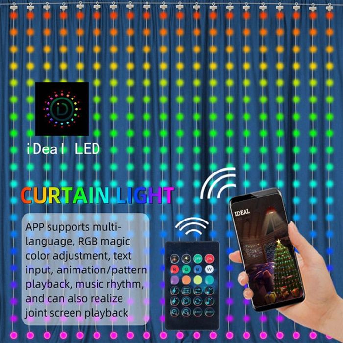 Интелигентна коледна завеса RGB, iDeal Led App, USB