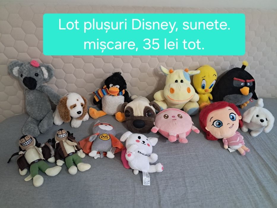 Lot 14 plușuri Disney,  unele cu sunete, mișcare