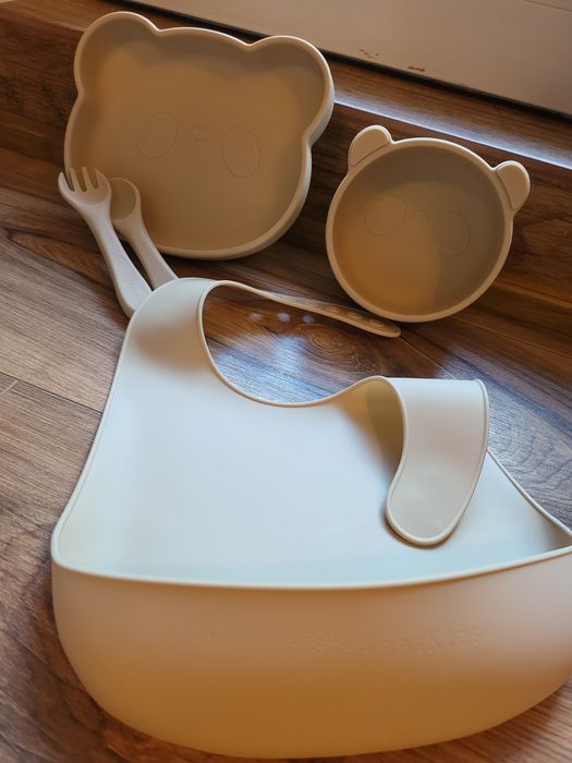 Set silicon din 5 piese de vesela pt bebeluși, diversificare masa, 6+ luni