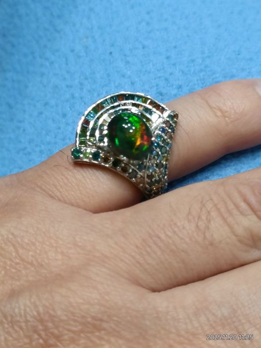 Vind inel din aur 18kt cu diamante 2,02ct și opal