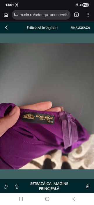 Rochie mov cu cordon în talie