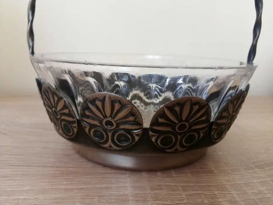 Красива стъкло с метал купа от СССР/ Винтидж