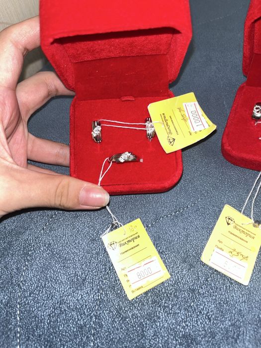 Набор серебро серги, колцо