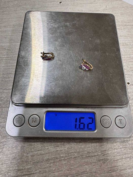 Детски златни обеци еднорози 14К 585-1,62 г