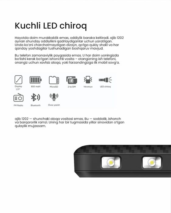 Кнопочный телефон Ajib 1202 (Garantya 100%) (24/7 Aloqadamiz)