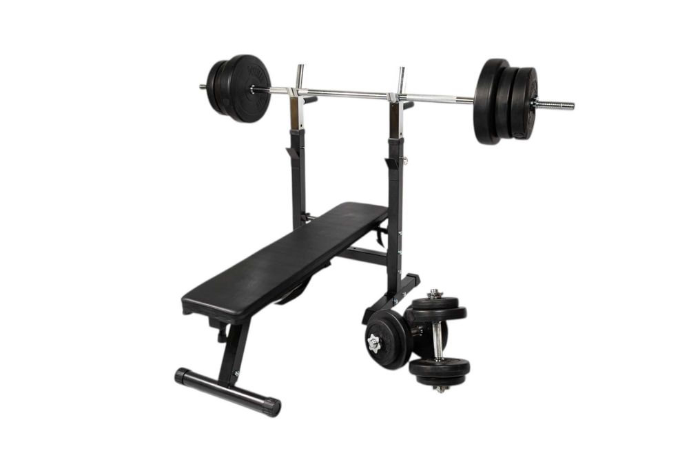*Banca piept cu suport reglabil + set de greutati 70 KG