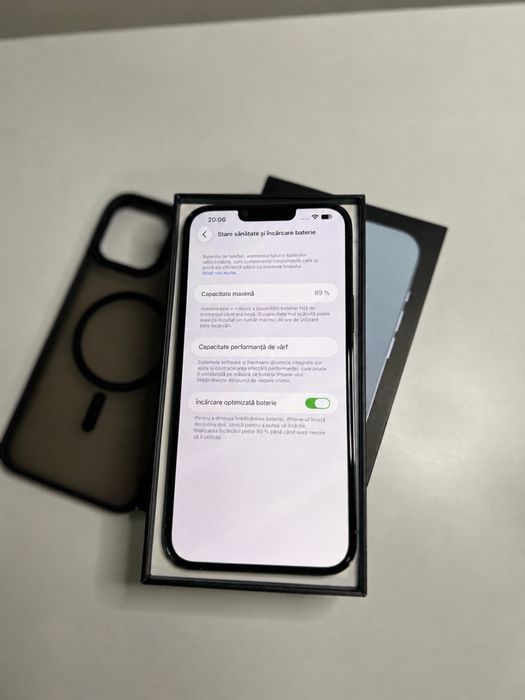 iPhone 13 Pro Max Sierra Blue ca nou 89% 128 GB la cutie + husa