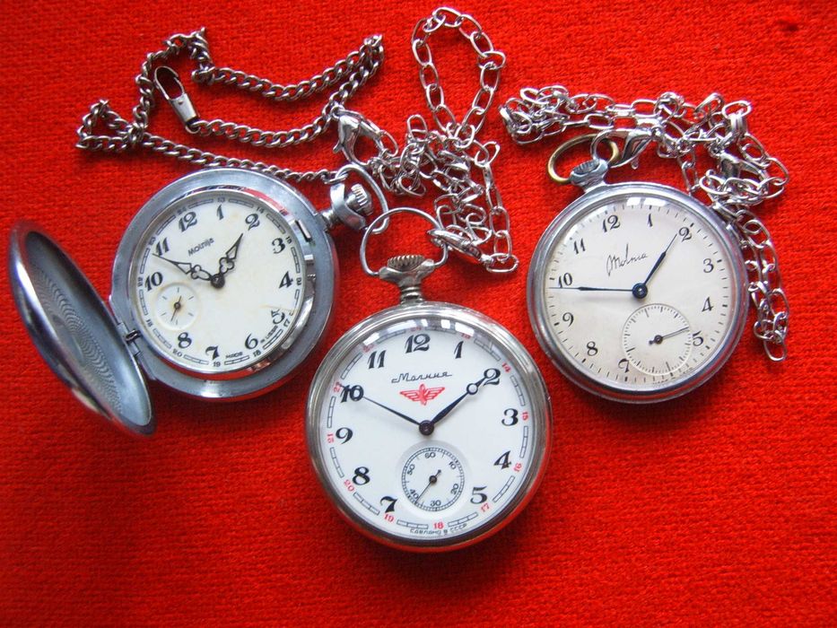 Стари оригинални механични джобни часовници Молния СССР