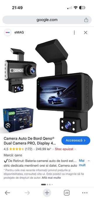 camera auto de bord Qeno dual camera pro