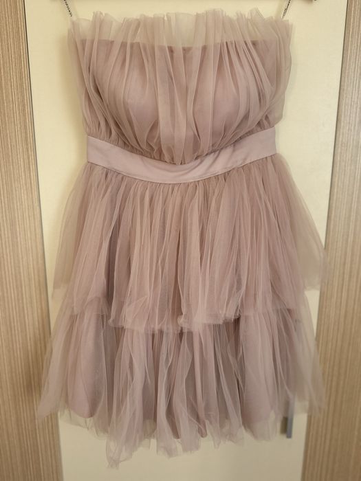 Тюлена рокля цвят пепел от рози/бебешко розово размер М