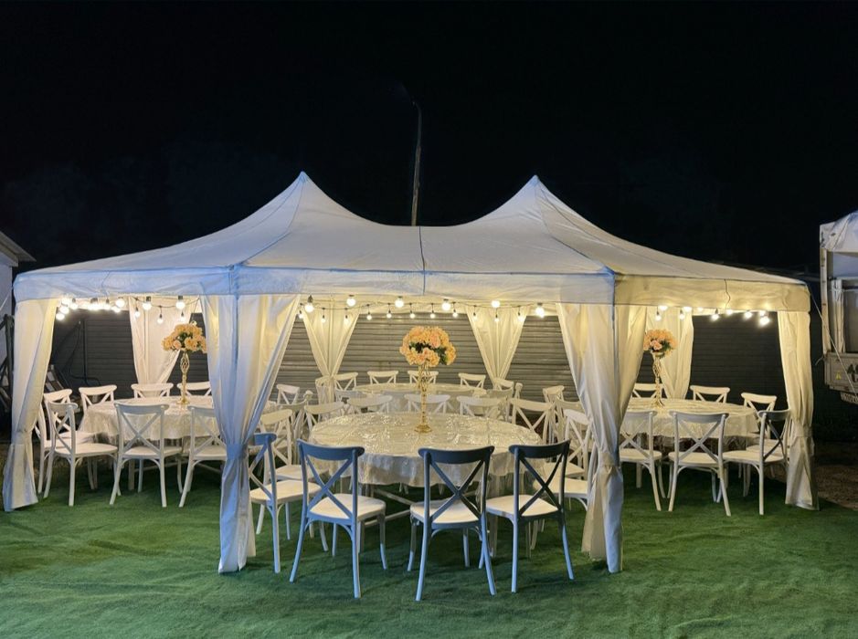 Аренда шатров , столы и стулья