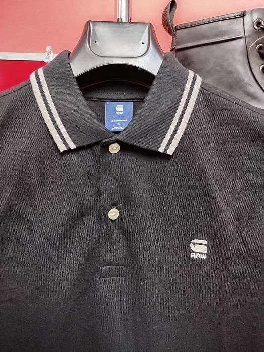 Тениска с яка G-star Raw Dunda Slim S , L черна мъжка