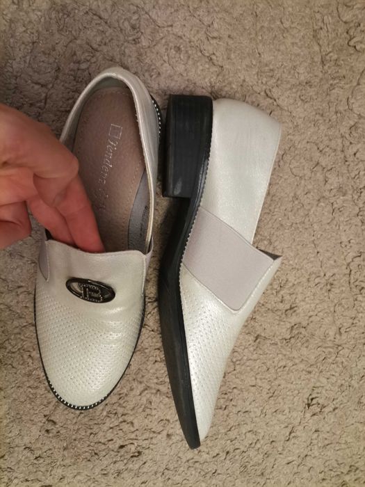 Дамски бяло перлени обувки - ест.кожа  N41