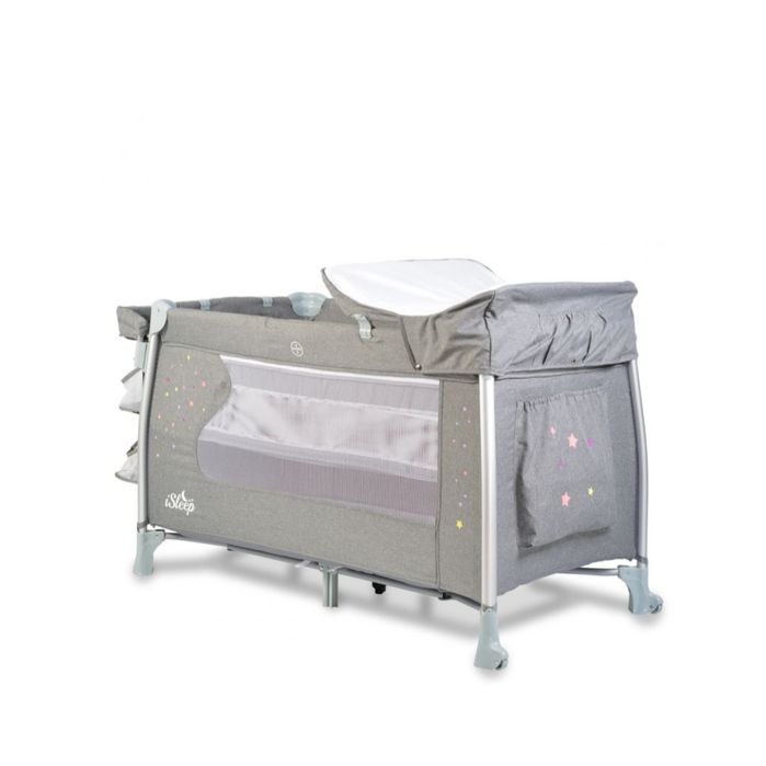 Детска кошара на 2 нива Cangaroo - iSleep, сива. С 2г. гаранция
