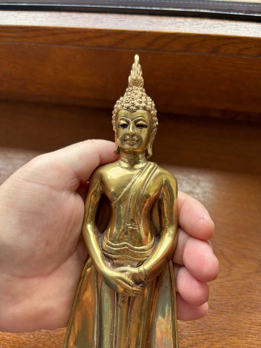 Superbă statuetă tailandeză cu Buddha Sukhothay/alamă/h=25cm.