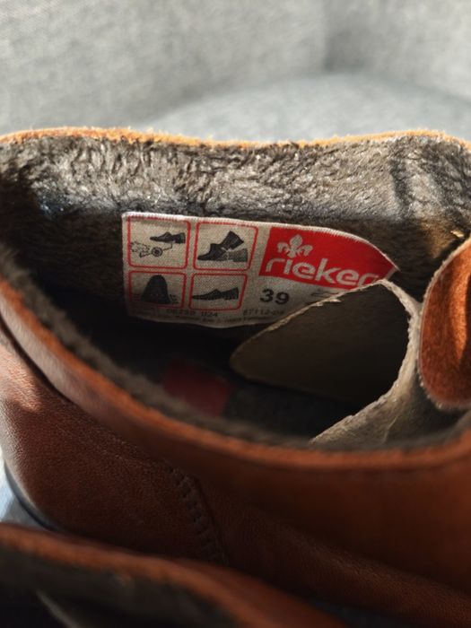 Боти, кожени, топла подплата, Rieker, 39