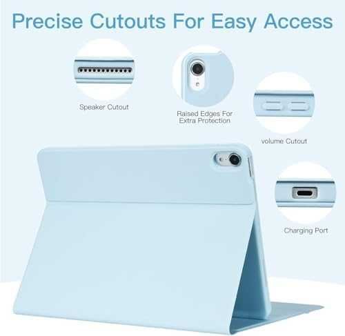 Нов iPad 11th Gen 2025/10th Gen 2022 Калъф + BT клавиатура тъчпад син