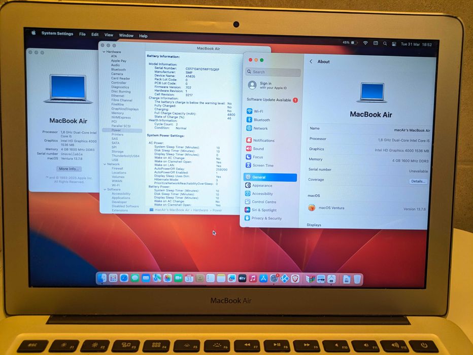 Macbook Air 2012, cu acumulator nou, 256GB